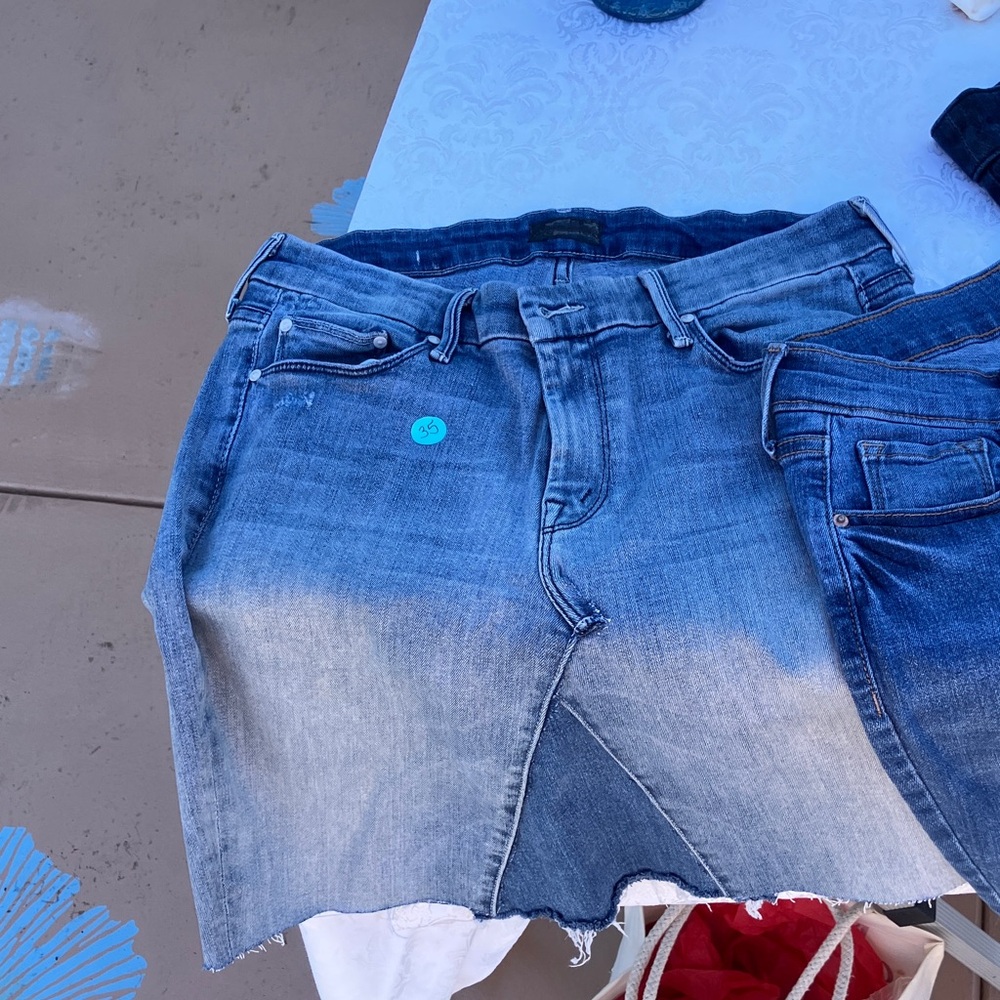 MOTHER Blue Denim Mini Skirt